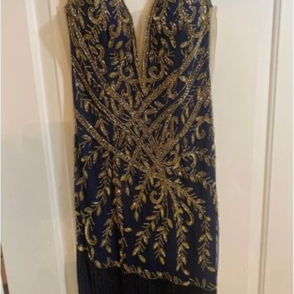 NAVEY BLUE FRING HOCO DRESS… SIZE 4